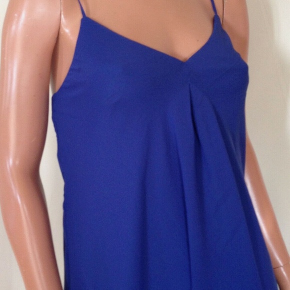 Designer Minimalist Chiffon Baby Doll Mini Bridesmaid/Party Dress Royal Blue~6 - Picture 7 of 9